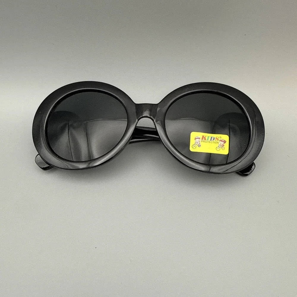 Kids OVERSIZED XXLarge Round Black Baroque Designer Sunglasses-